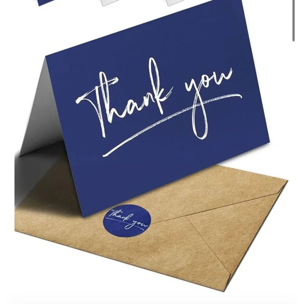 NEW Blue 96 Pk thank You Cards Envelopes & Sticker Graduation 3.5x5”